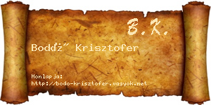 Bodó Krisztofer névjegykártya